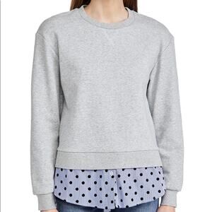 Jason Wu Layered Sweatshirt with Stripe Polka Dot Flocking Size Small